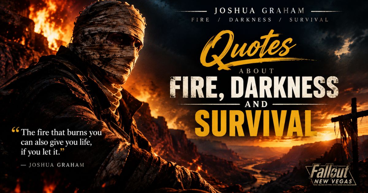 Visual illustration: Joshua Graham Quotes About Fire, Darkness and Survival